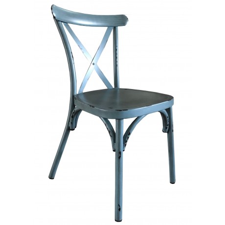 Cross Back Aluminium Dining Chair - Vintage Blue Colour